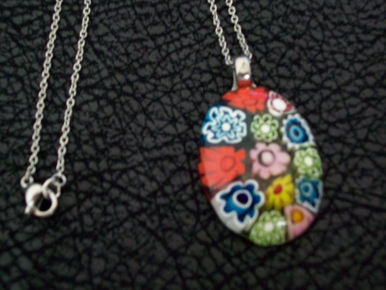 Vintage Fused Glass Daisy Pendant by Kari's image 1