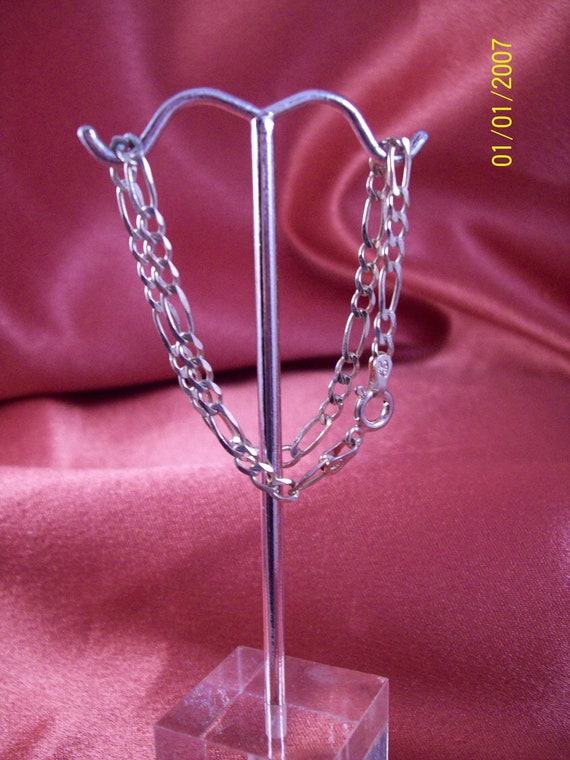 Vintage Sterling Silver Ladies' Figaro Link Brace… - image 1
