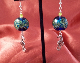 Under The Sea-Lampwork Beaded Earrings