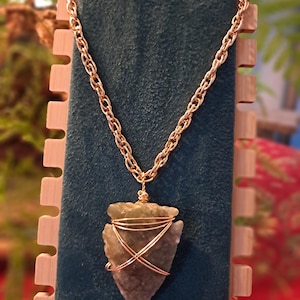 Gold Wrapped Arrowhead Necklace