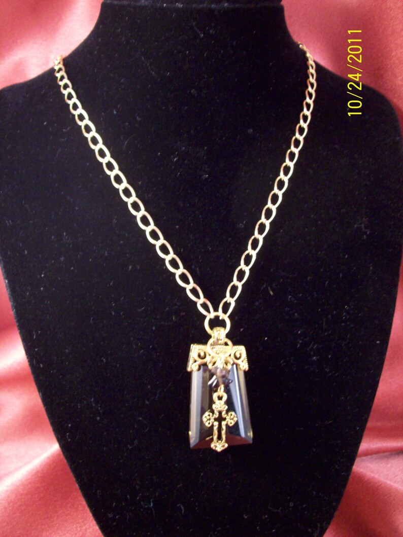 Smoky Quartz and Brass Pendant