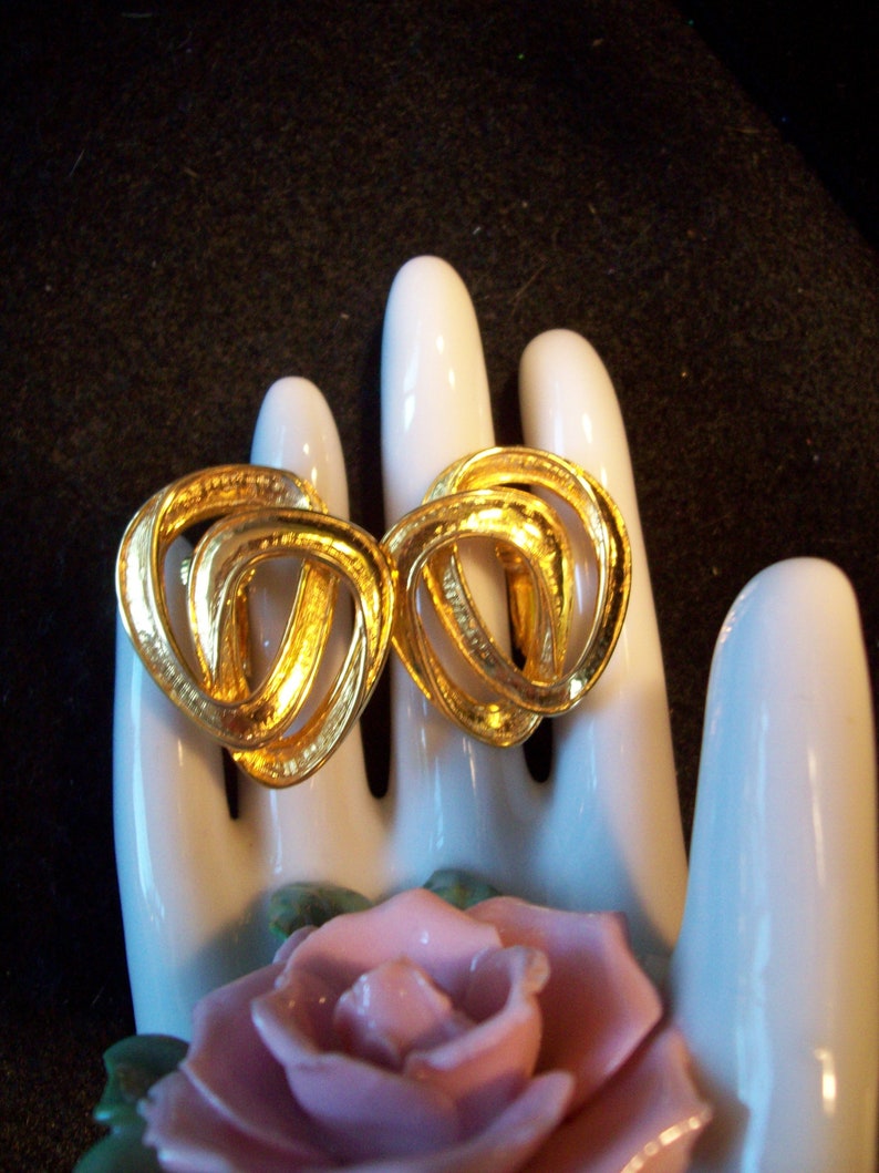 Vintage Golden Triangle Clip On Earrings image 2