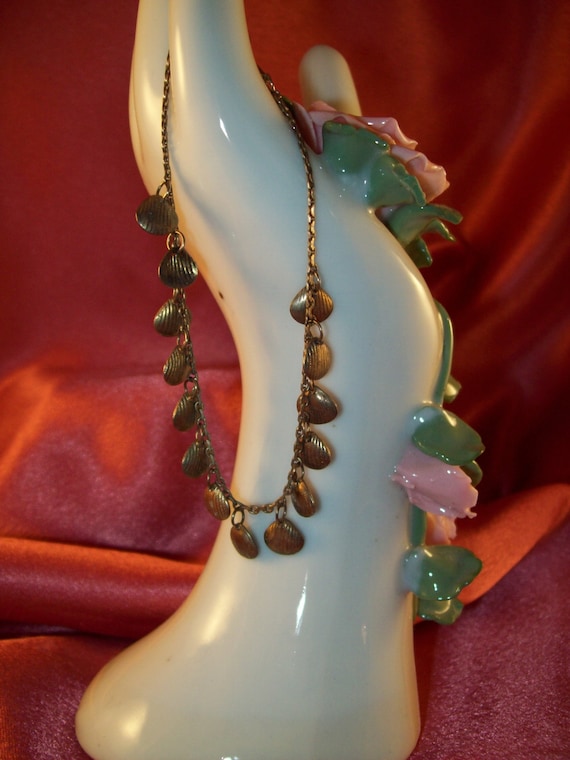 Vintage Tiny Shells Brass Bracelet - image 1