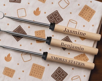 Personalized Marshmallow Roasting Sticks: Telescopic Campfire Skewers