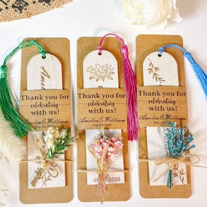 Custom Bookmark Favors,Wooden Bookmarks Set for Wedding,Personalized Wooden Table Place Cards,Bulk Party Favor,Minimalist Bridal Shower Gift
