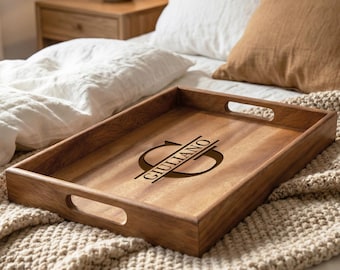 Personalized Walnut Serving Tray, Custom Engraved Wooden Tray, Tray for Home, Wedding and Everyday Use