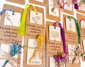 Personalized Wooden Bookmark Wedding Favor: Engraved Rustic Keepsake