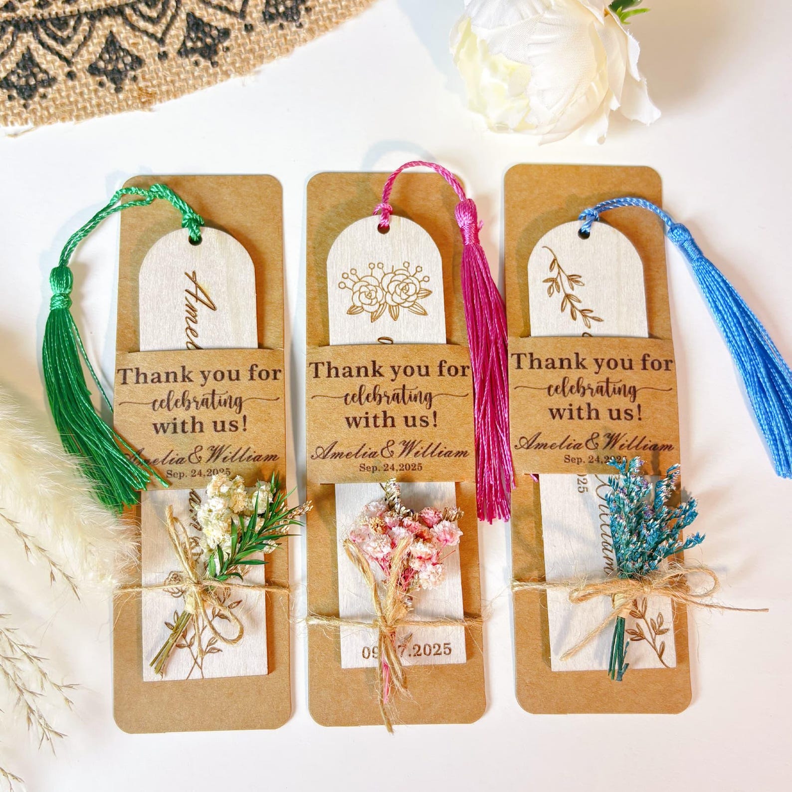 Personalized Wooden Bookmark Wedding Favors: Laser Engraved Birch - Etsy