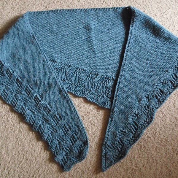 Asymmetrical Triangle Shawl - Hand Knitted Triangle Shawl