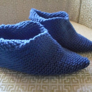 Slipper - Hand knit Slipper - Acrylic Yarn Dark Blue - Size 7 US Women / 5.5 US Men