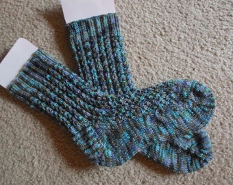 Socks - Hand Knitted Socks - Mixed Colors - Size 7 US Women