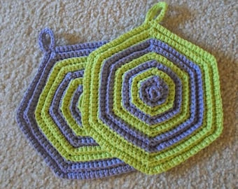 Potholder - Set of Two Crochet Potholder - Hexagon