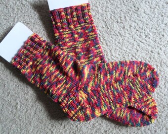 Hand Knit Socks - Made of Wool mix - Size M - 7 US Women / 5.5 US Men