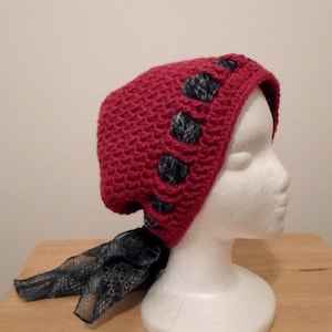 Crochet Hat - Crochet Cap in Red Acrylic Yarn - Chemo Cap - Slouchy Hat
