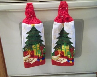 Towel - Küchenhandtuch mit gehäkeltem Topper - Küchenhandtuch Weihnachtsbaum