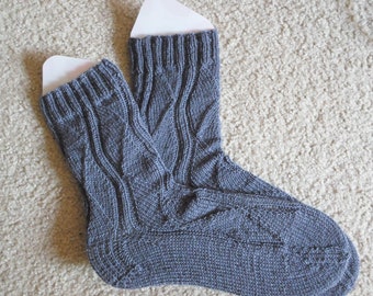 Socks - Hand Knitted Socks - Color Gray - Size 7.5 US Men