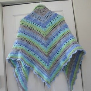Large Crochet Triangle Shawl Crochet Wrap Made of Acrylic Yarn by Caron Cakes Acrylic and Nylon image 4