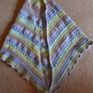 Large Crochet Triangle Shawl Crochet Wrap Made of Acrylic Yarn by Caron Cakes Acrylic and Nylon image 6
