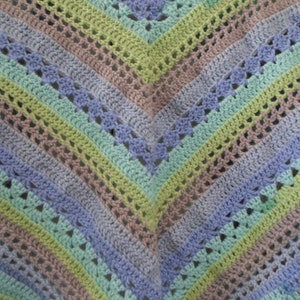 Large Crochet Triangle Shawl Crochet Wrap Made of Acrylic Yarn by Caron Cakes Acrylic and Nylon image 3