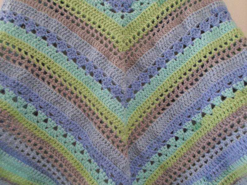 Large Crochet Triangle Shawl Crochet Wrap Made of Acrylic Yarn by Caron Cakes Acrylic and Nylon image 3