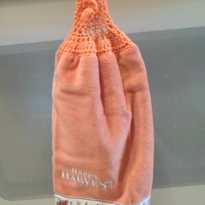 Thanksgiving Towel - Kitchen Towel with Crochet Towel Topper -Thanksgiving in Your Kitchen