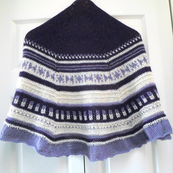 Peruvian Shawl - Hand knitted Shawl - Half Round Shawl made of Yarn with Wool and Alpaca