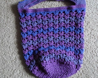 Market Bag - Bag Made of Cotton Yarn in three different Purple tones