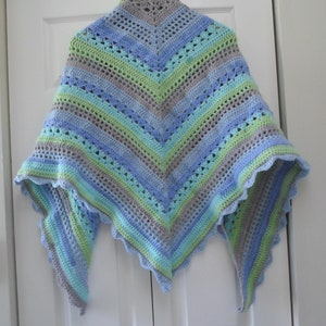 Large Crochet Triangle Shawl Crochet Wrap Made of Acrylic Yarn by Caron Cakes Acrylic and Nylon image 1