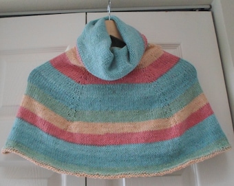 Poncho - Cowl Neck Collar - Cowl Knitted - Small Size for all Girls and Women