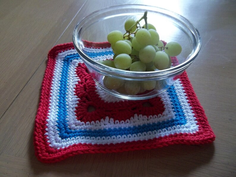 Crocheted Coaster Potholder Great Decoration on Your Table for the 4th of July Coaster Place mat