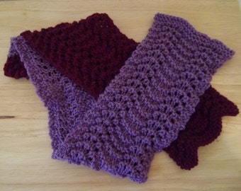 Scarf - Two-Colored Hand Knitted Scarf - Medium Large