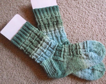 Hand Knit Socks - Made of Virgin Wool and Polyamide Yarn - Size - 9 US Women / 7.5 US Men