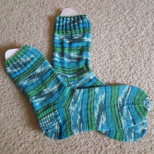 Chaussettes sans laine - Chaussettes tricotées à la main - Taille 11,5 US Men - Couleurs auto-rayées
