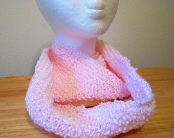 Shawl - Hand Knitted Round Shawl in Soft Pink