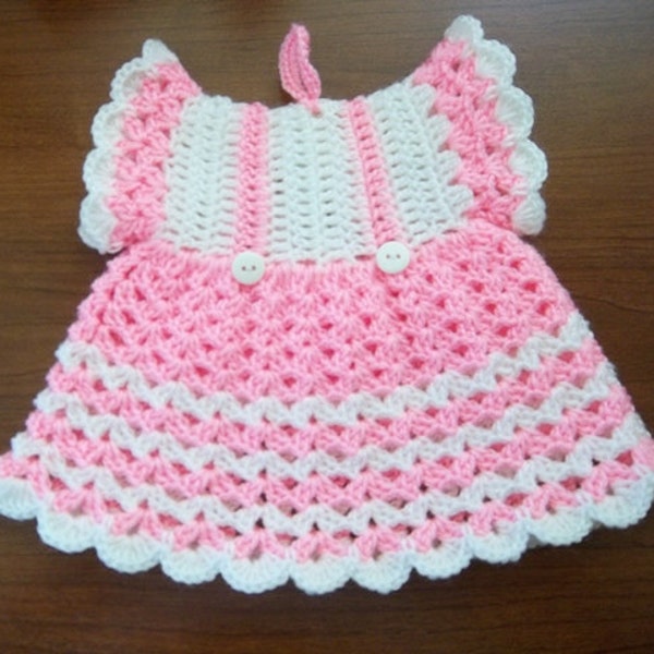 Potholder - Crochet Vintage Fashion Potholder in Pink and White - Looks like a little Dress