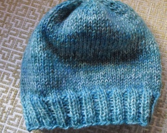 Baby Hat - Hand Knitted Baby Hat - Hat for Toddler in Blue - 12-18 Month