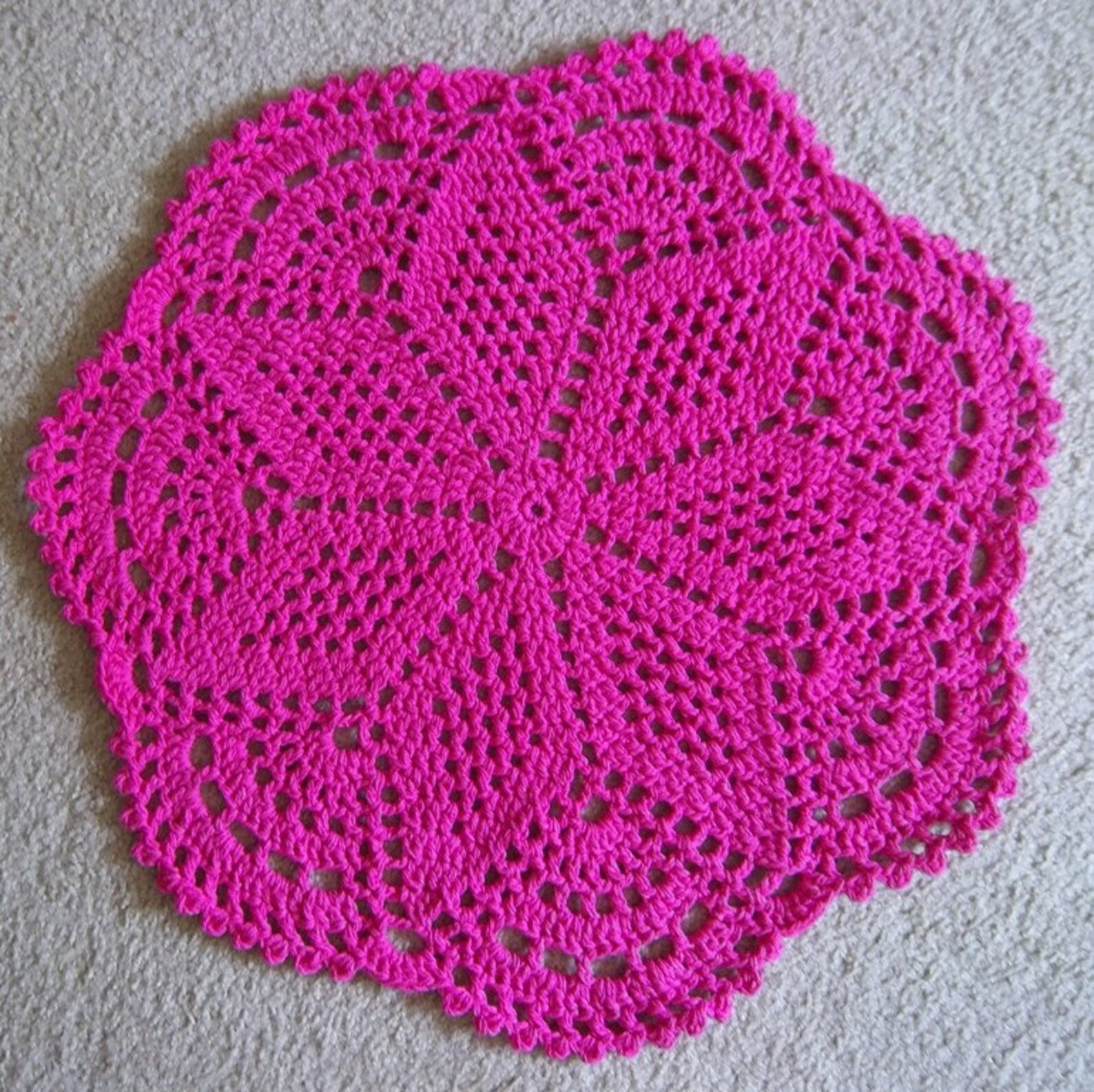 Rug Crocheted Rug in Pink Round Crochet Rug Lace Pattern Etsy