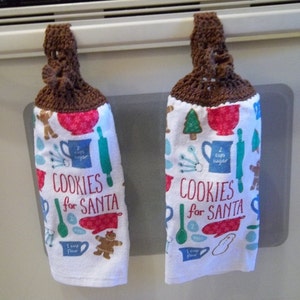Kitchen Towel Christmas - Kitchen Towel with Crochet Towel Topper - Great Decoration in Your Kitchen around Christmas