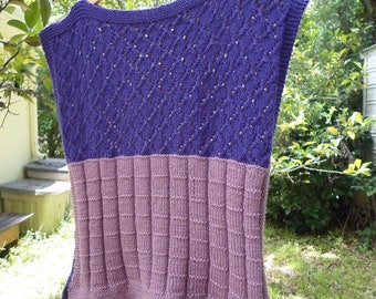 Summer Shirt - Hand knitted Top Shirt - Different Pattern - Color Purple and Rose - Size S