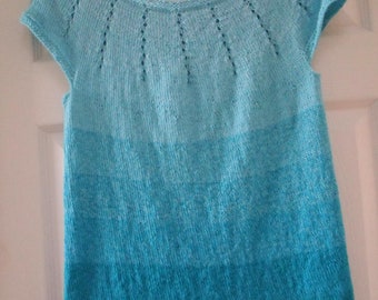 Raglan Top "Blue Dreams" - Summer Blouse - Short Sleeves - Summer Top - Size L