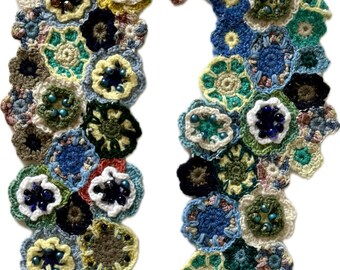 Handmade Garden Crochet Scarf – One of a Kind