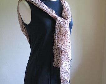 Vintage 1960s Black Brown Beige Animal Print Long Fashion Scarf VFG
