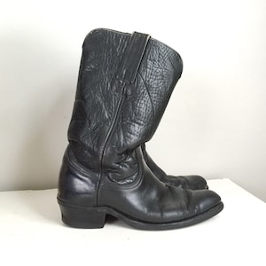 Vintage Frye Black Leather Cowboy Western Ranch Work Boots Unisex VFG