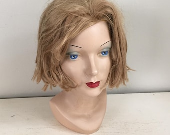 Vintage 1970s Wig No 7 Strawberry Blonde Straight Bob Zombie Halloween Costume