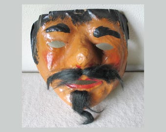 Vintage 1920s Postwar WWI German Devil Pirate Halloween Costume Mask Hand Painted