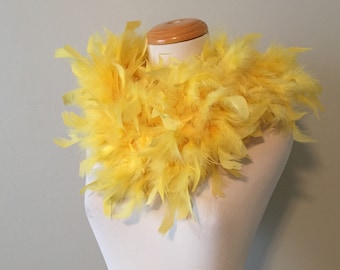 Vintage Yellow Feather Boa Necklace for Halloween or Stage Costume VFG