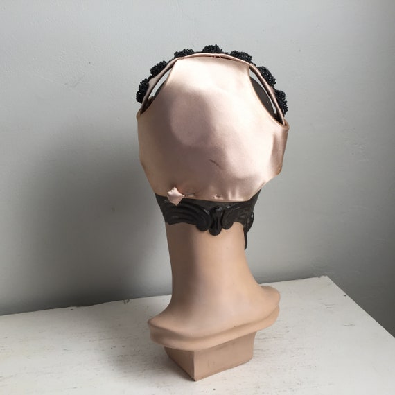 Vintage 1950s Blush Pink Satin Evening Hat with B… - image 5