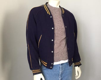1950s Vintage Reversable Varsity Lettermen’s Jacket Wool and Satin 44Chest VFG