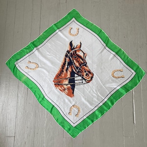 Vintage 1950s Enormous Square Silk Scarf of Horse  VFG