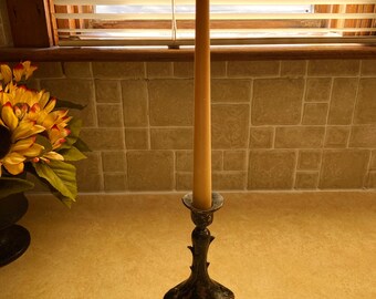 Antique Art Nouveau Era Candle Candlestick Holder Gold Tone Shabby Chippy